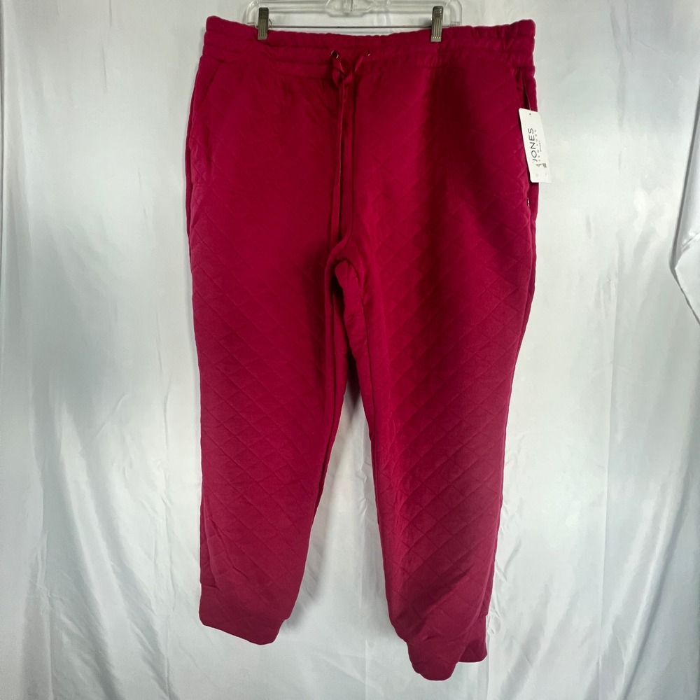 Jones New York Sport Magenta Pink Quilted Joggers Womens 3X NWT Diamond Pattern